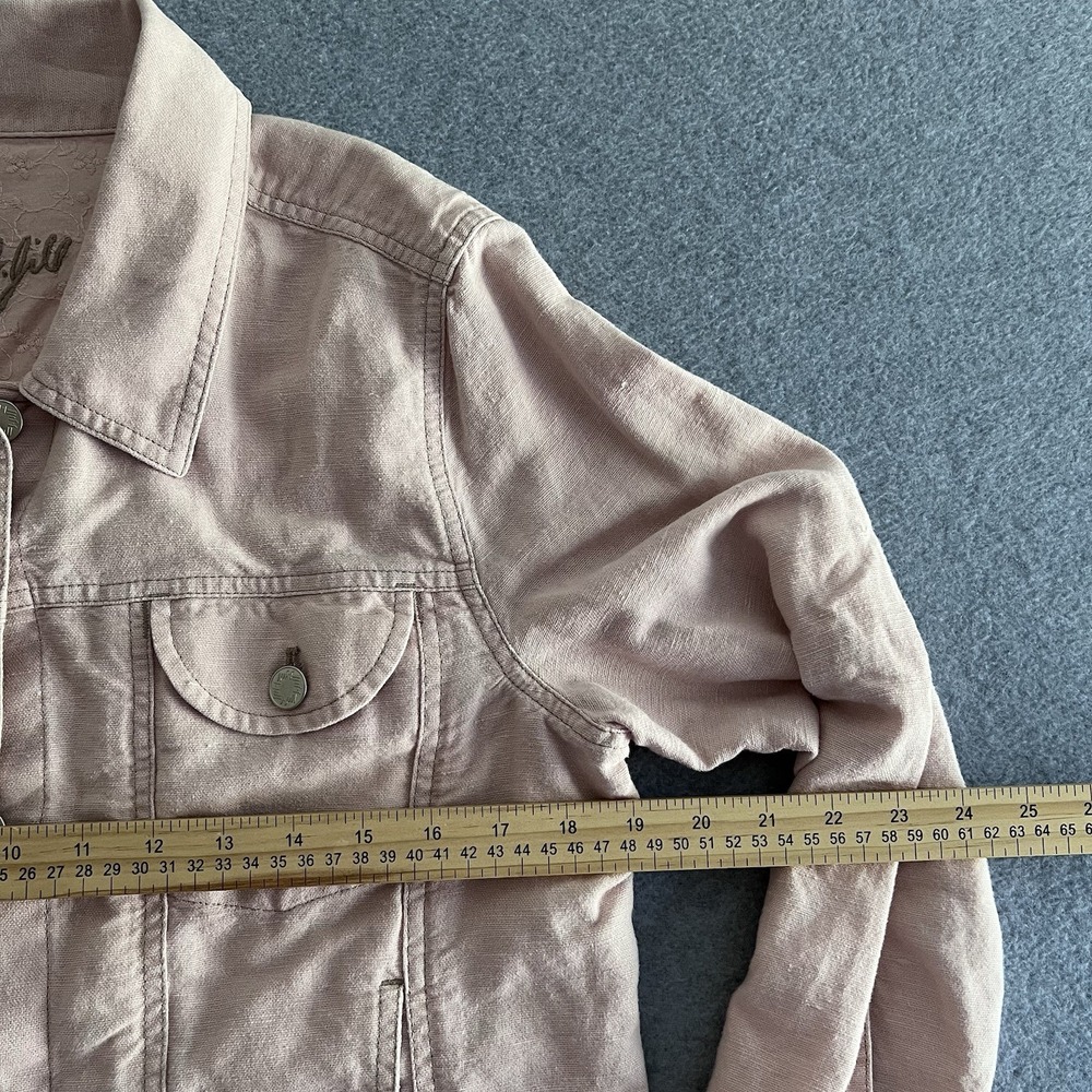 J. JILL COTTON LINEN LONG SLEEVE DENIM JACKET SIZE PM‎ PALE PINK BOHO COUNTRY CH - Picture 8 of 12